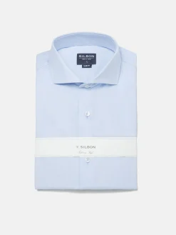 Camisa vestir celeste clara estructura