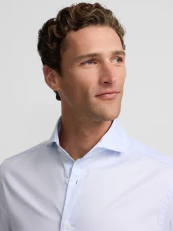 Camisa vestir celeste clara puño simple