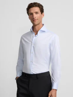 Camisa vestir celeste clara puño simple