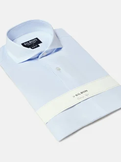 Camisa vestir celeste clara puño simple