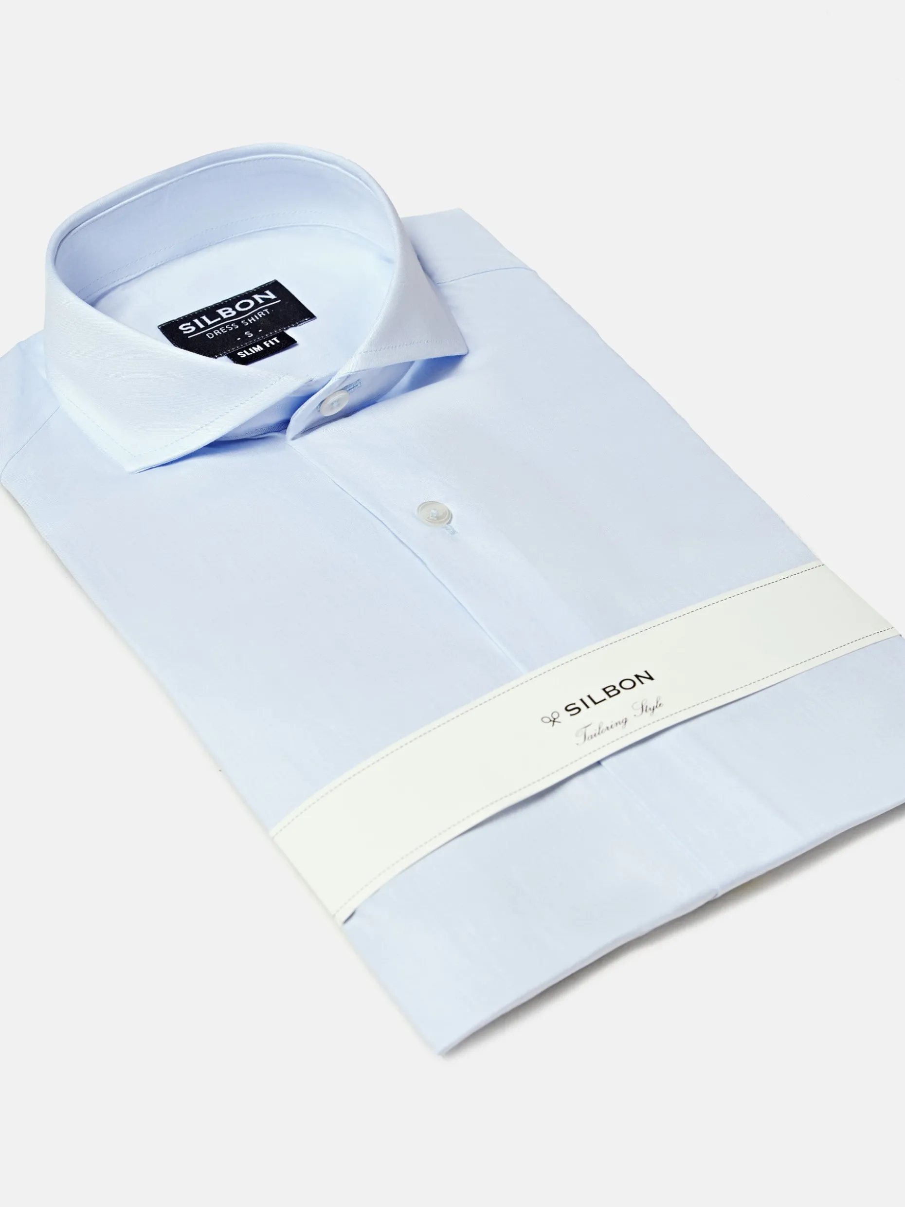 Camisa vestir celeste clara puño simple