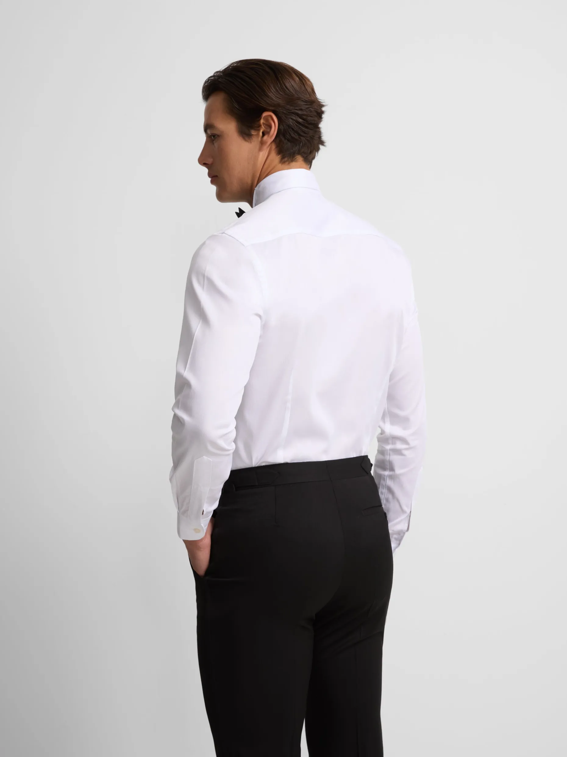 Camisa vestir cuello esmoquin blanca