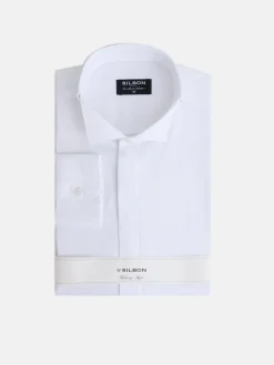 Camisa vestir cuello esmoquin blanca