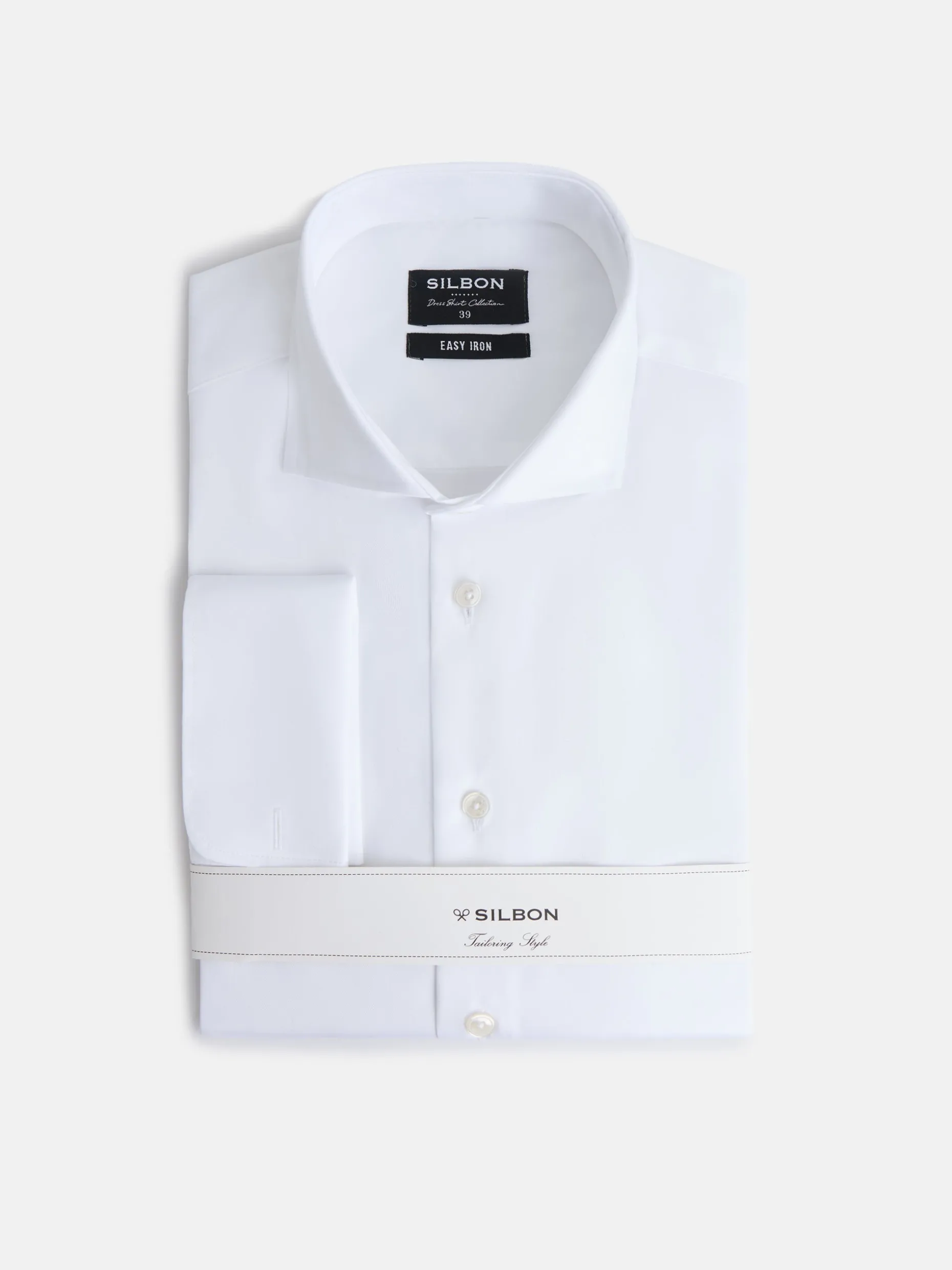 Camisa vestir easy iron puño doble blanca