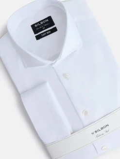 Camisa vestir easy iron puño doble blanca