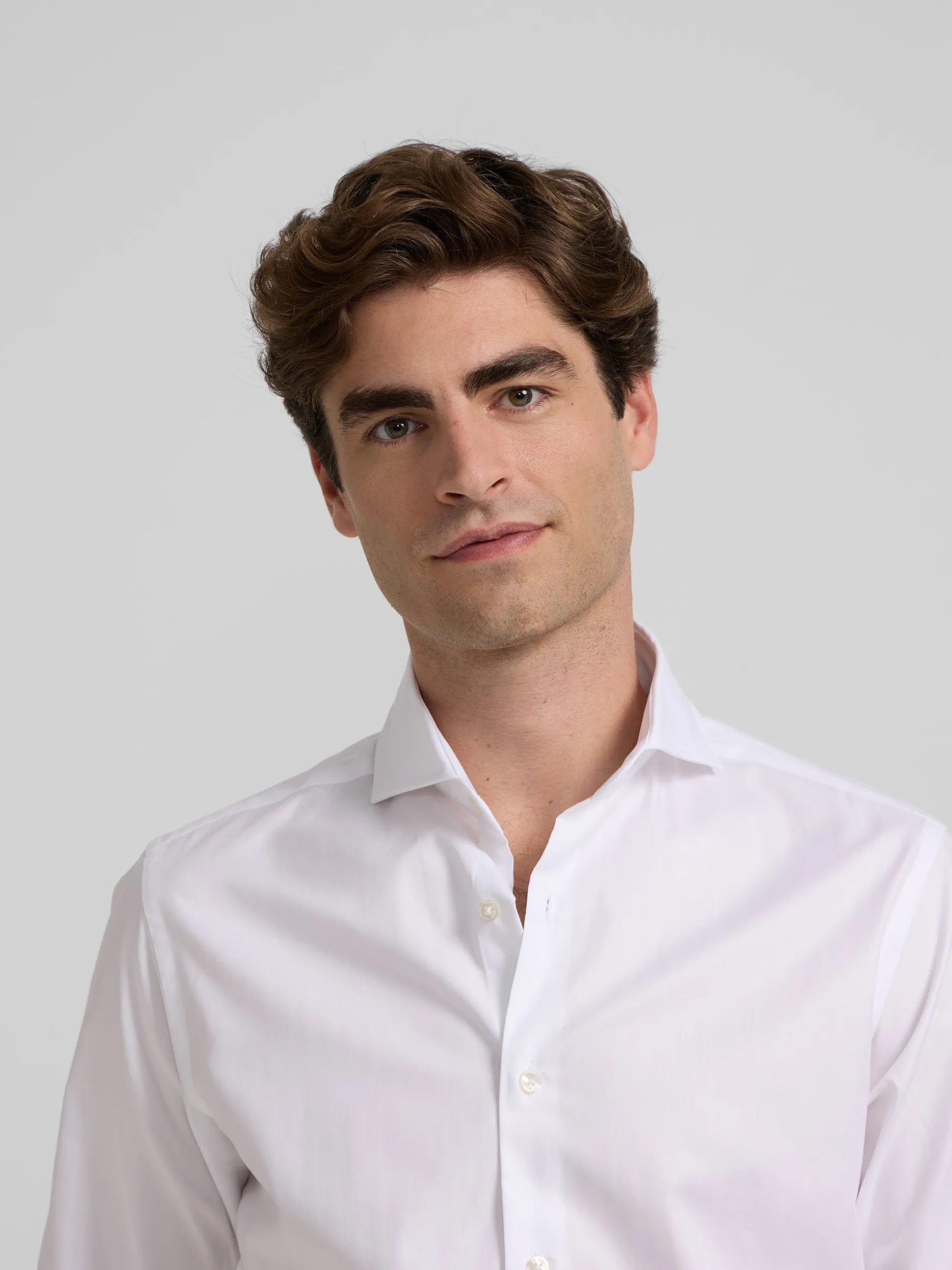 Camisa vestir espiga blanca puño doble