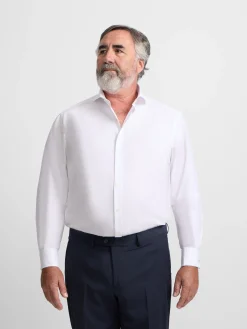 Camisa vestir espiga blanca puño doble