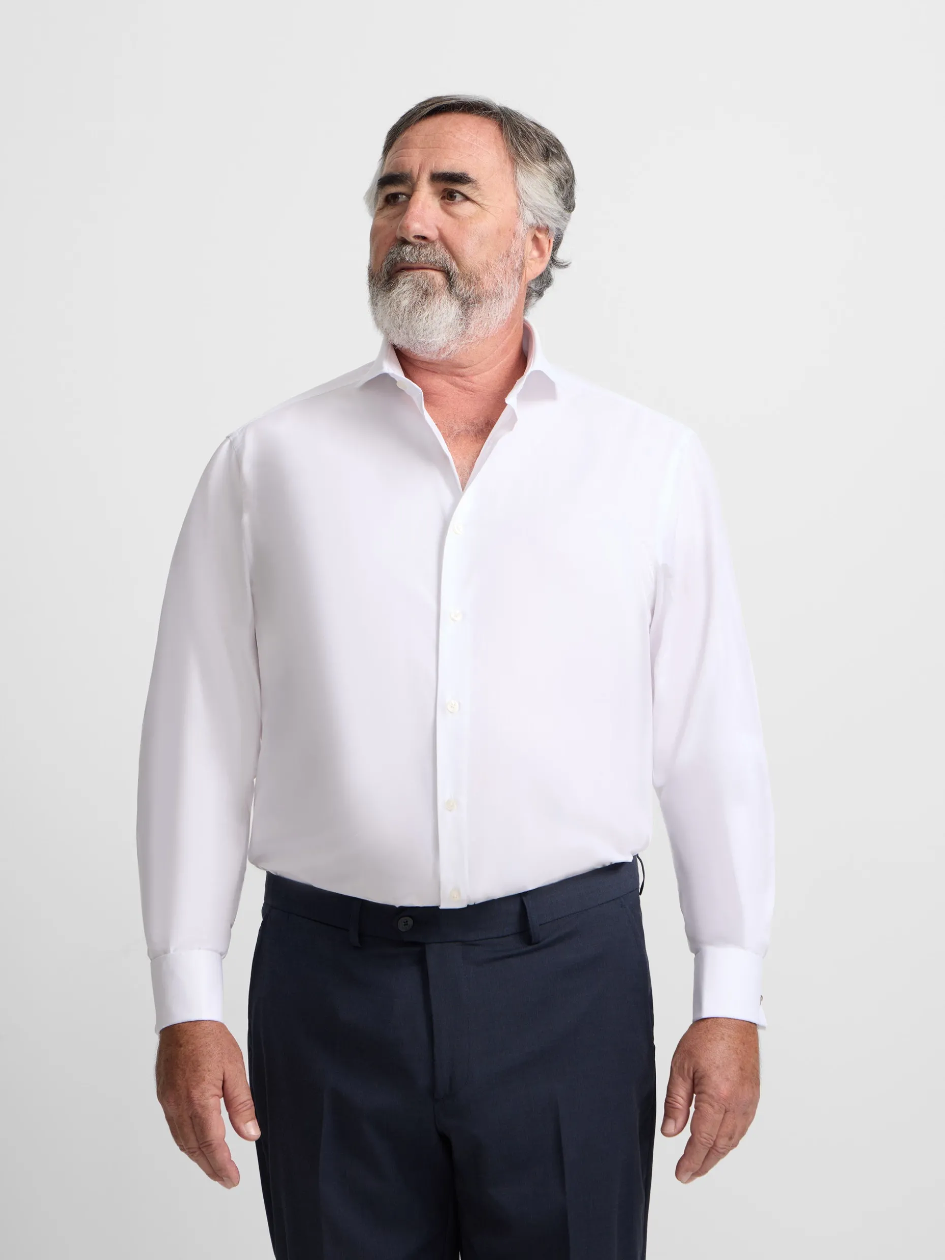 Camisa vestir espiga blanca puño doble