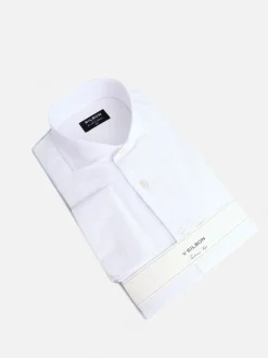Camisa vestir espiga blanca puño doble