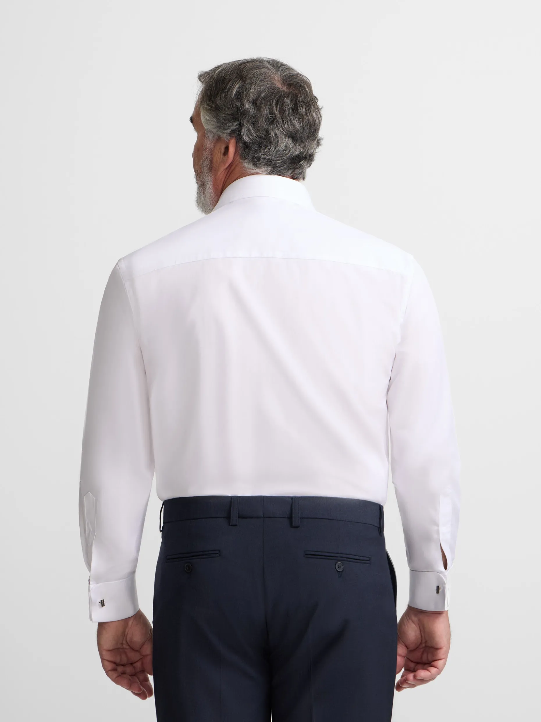 Camisa vestir espiga blanca puño doble