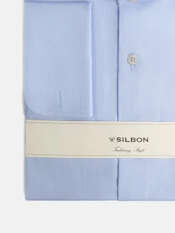 Camisa vestir espiga celeste puño doble