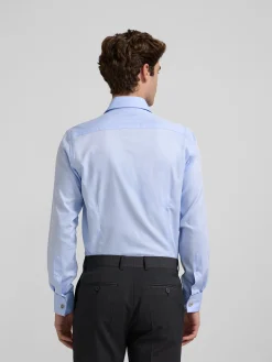 Camisa vestir espiga celeste puño doble