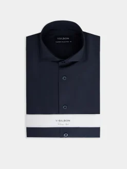 Camisa vestir lisa azul marino
