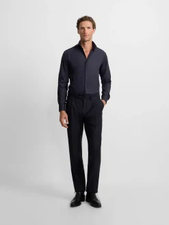 Camisa vestir lisa azul marino