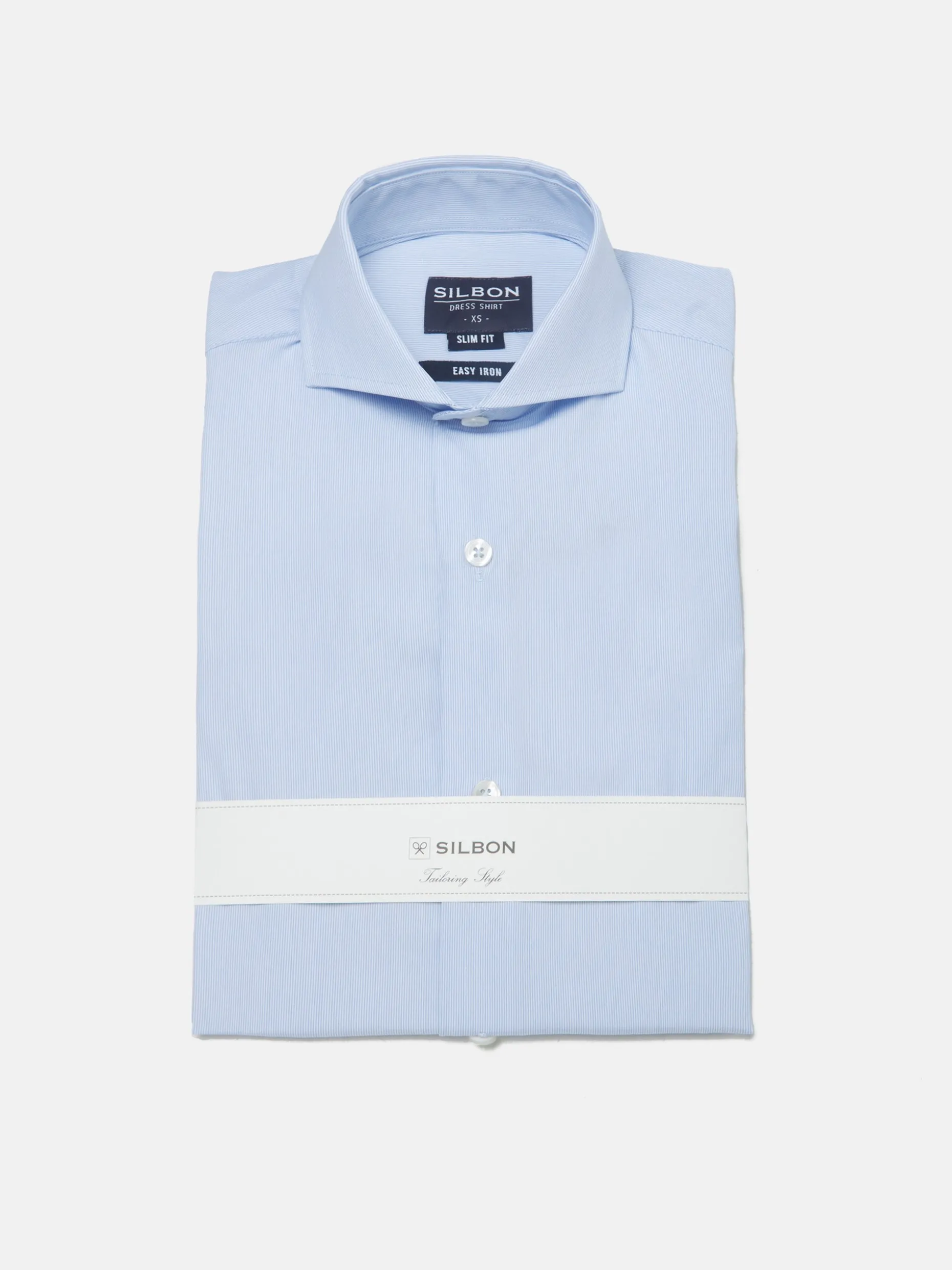 Camisa vestir mini rayas celeste puño simple