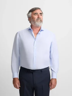 Camisa vestir mini rayas celeste puño simple