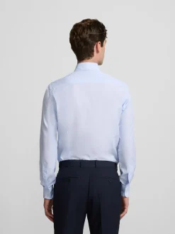 Camisa vestir mini rayas celeste puño simple