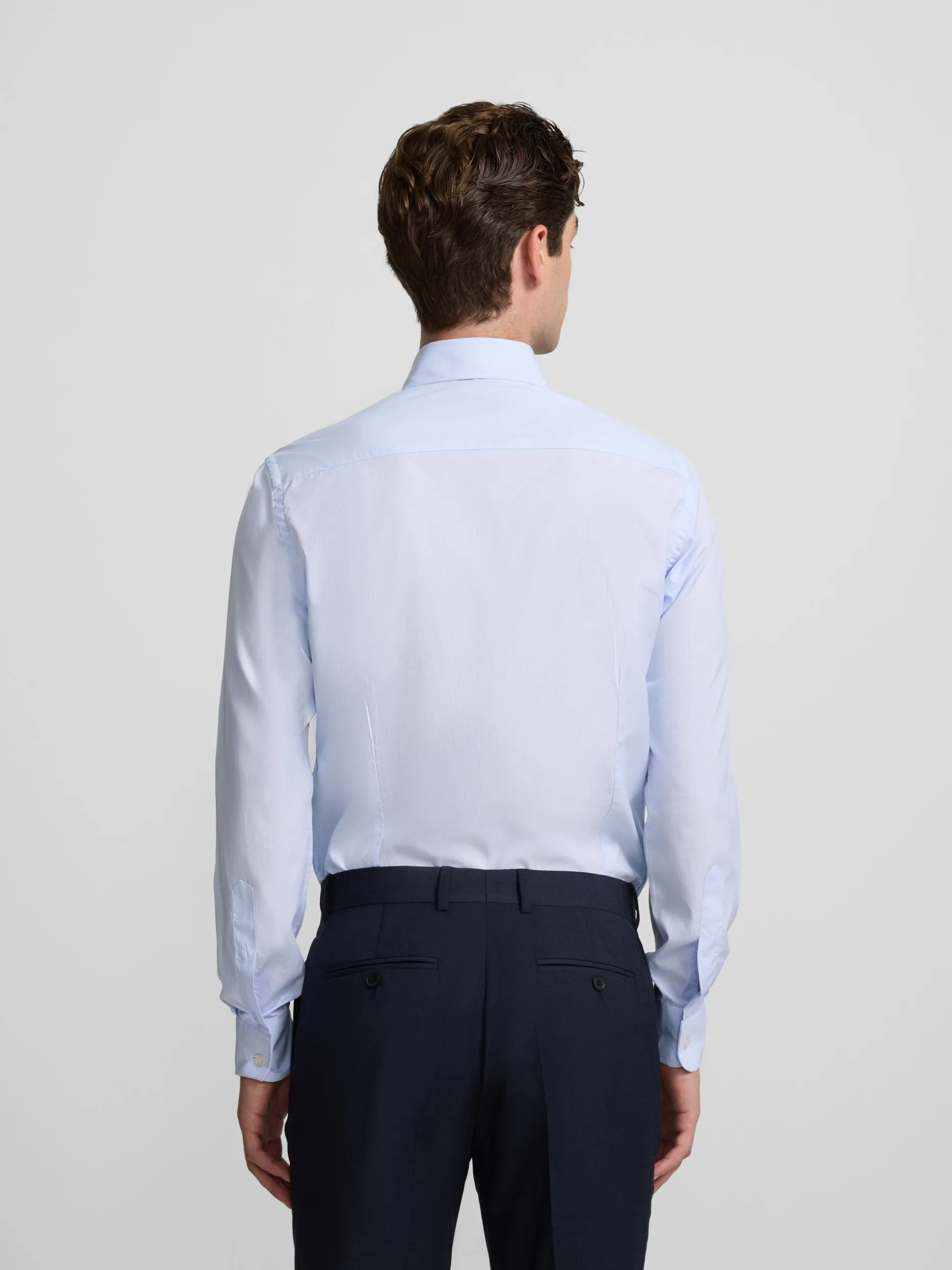 Camisa vestir mini rayas celeste puño simple
