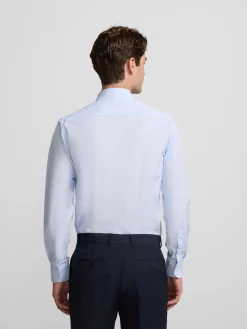 Camisa vestir mini rayas puño simple celeste