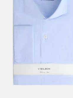 Camisa vestir mini rayas celeste puño doble