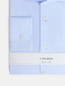 Camisa vestir puño simple celeste clara