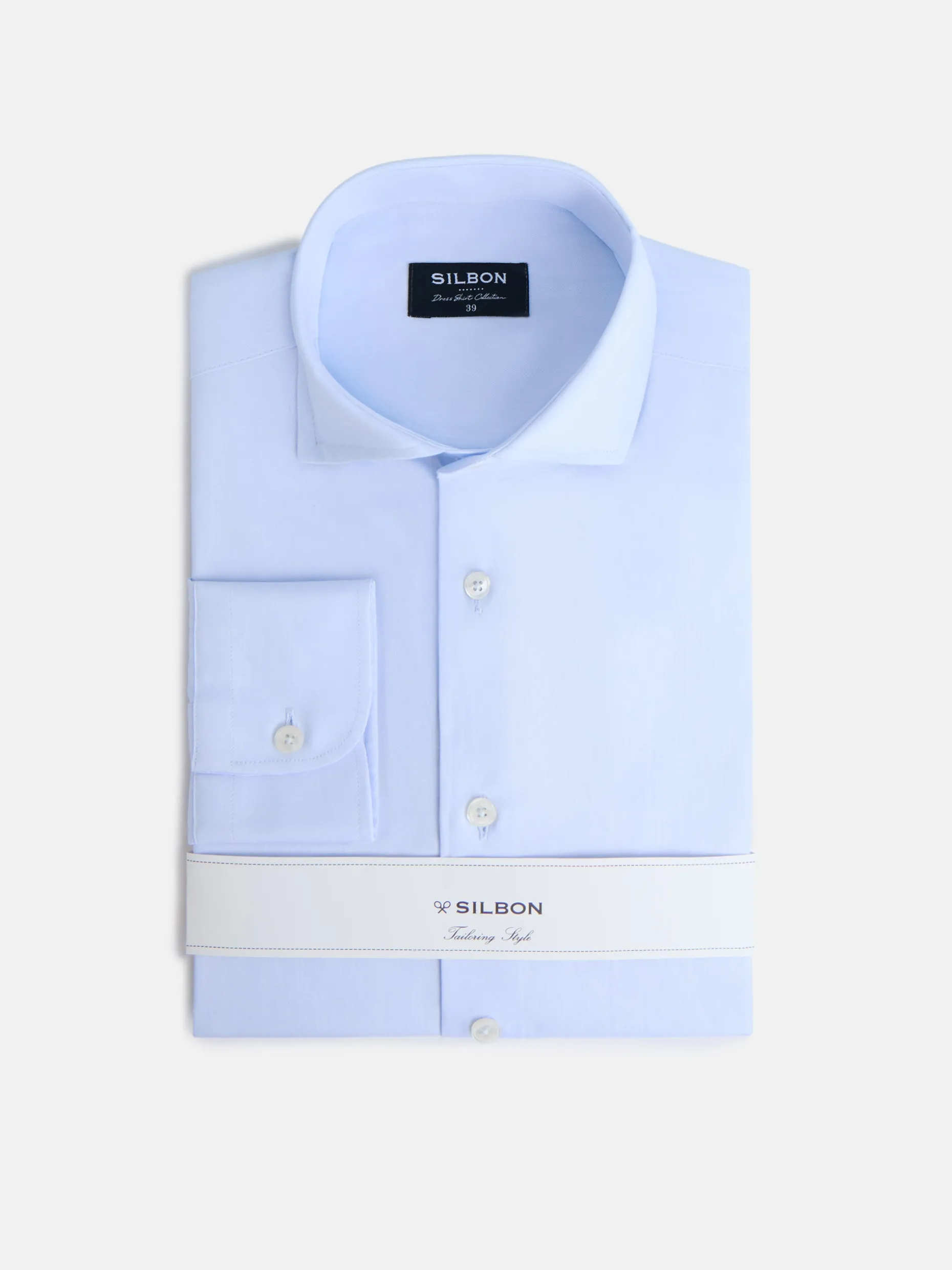 Camisa vestir puño simple celeste clara