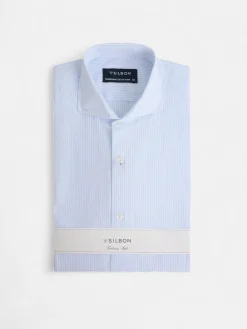 Camisa vestir raya media celeste
