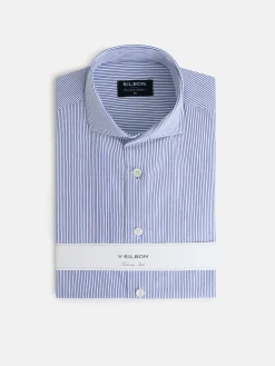 Camisa vestir raya media azul marino