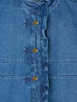 Camisa volantes solapa denim