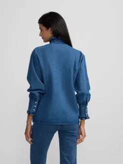 Camisa volantes solapa denim