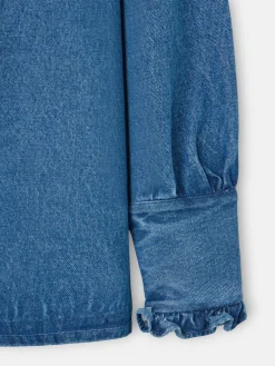 Camisa volantes solapa denim