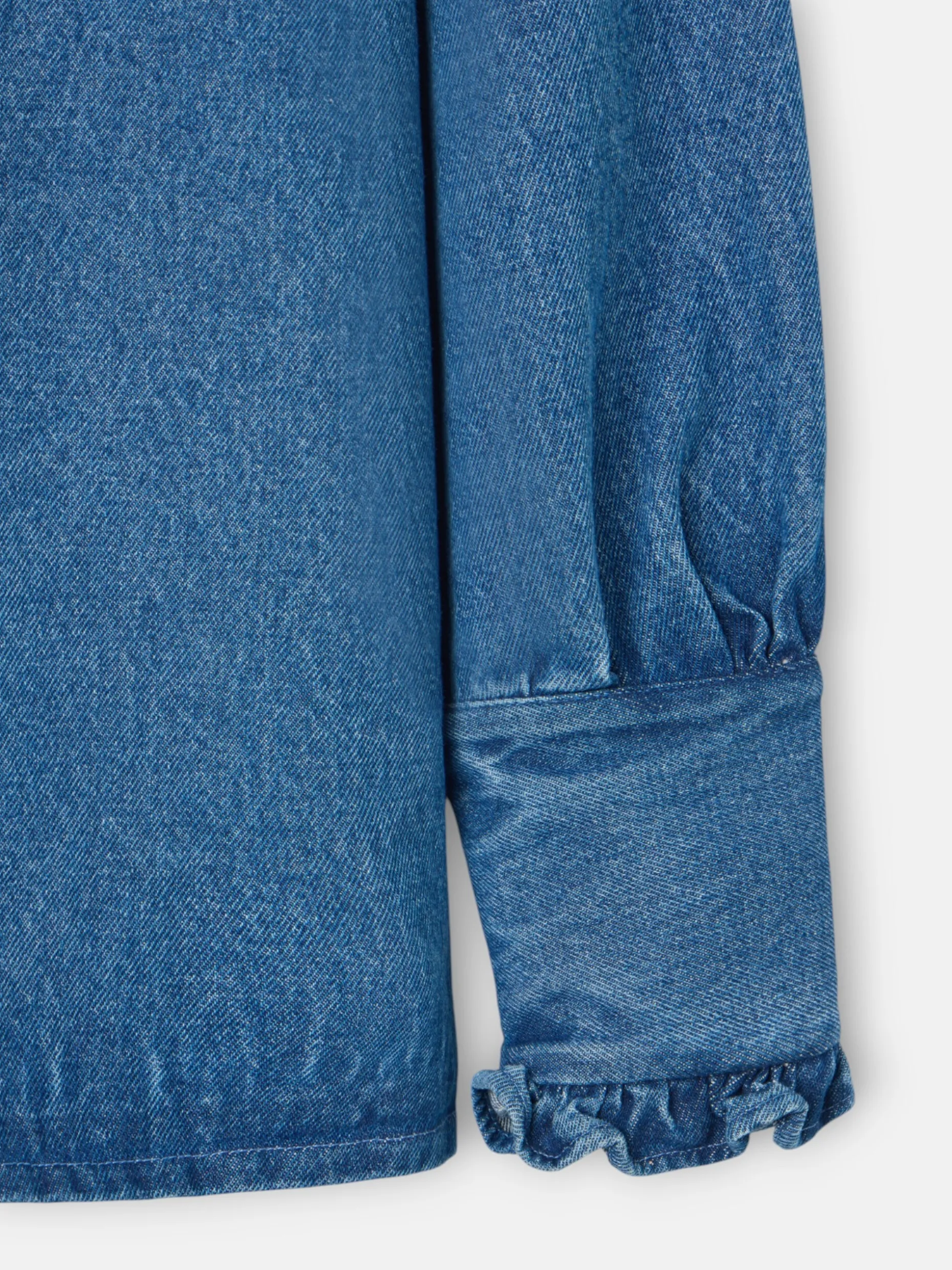 Camisa volantes solapa denim
