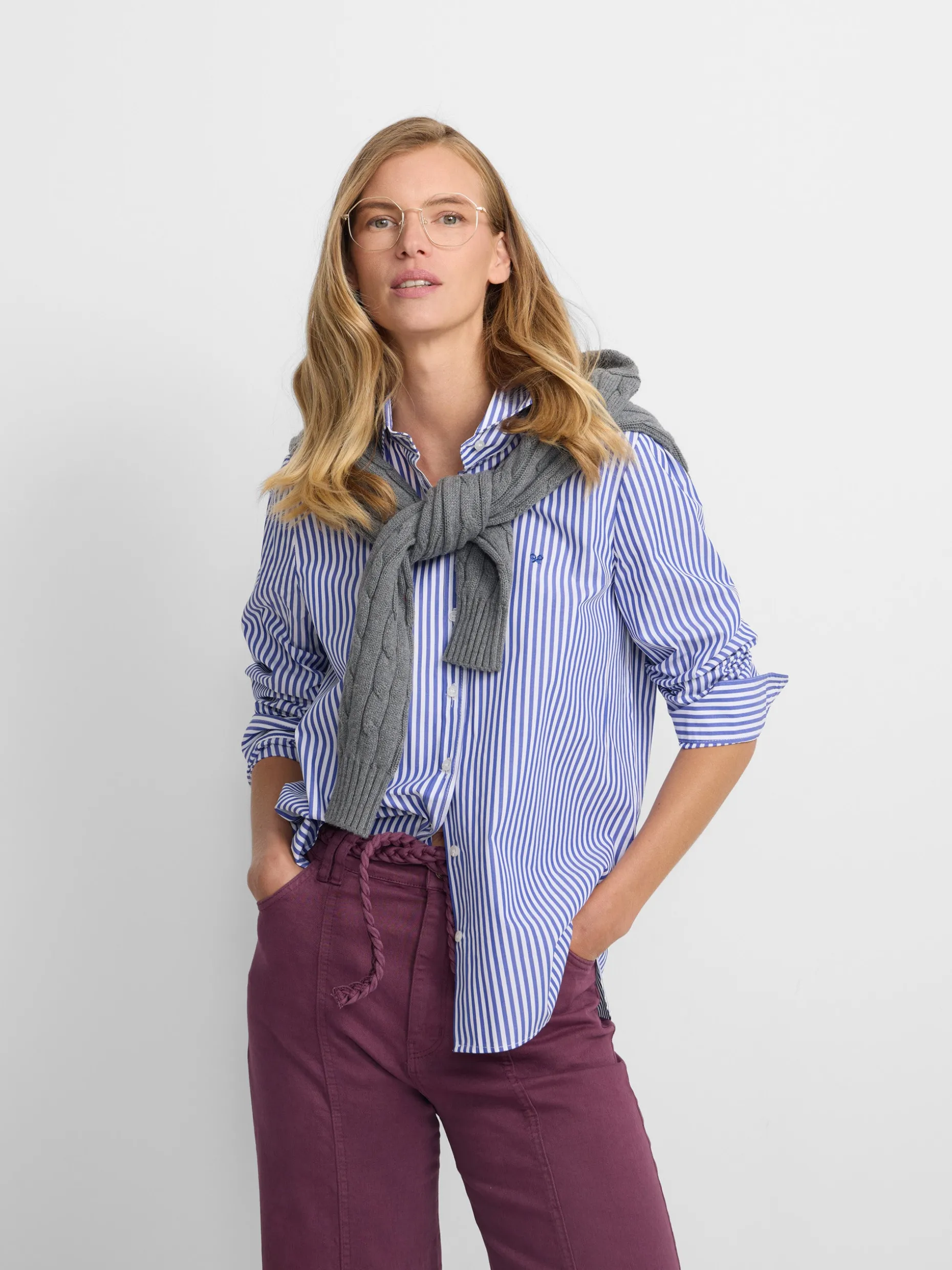 Camisa woman rayas azul y blanco