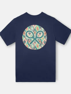 Camiseta circulo etnico multicolor azul marino