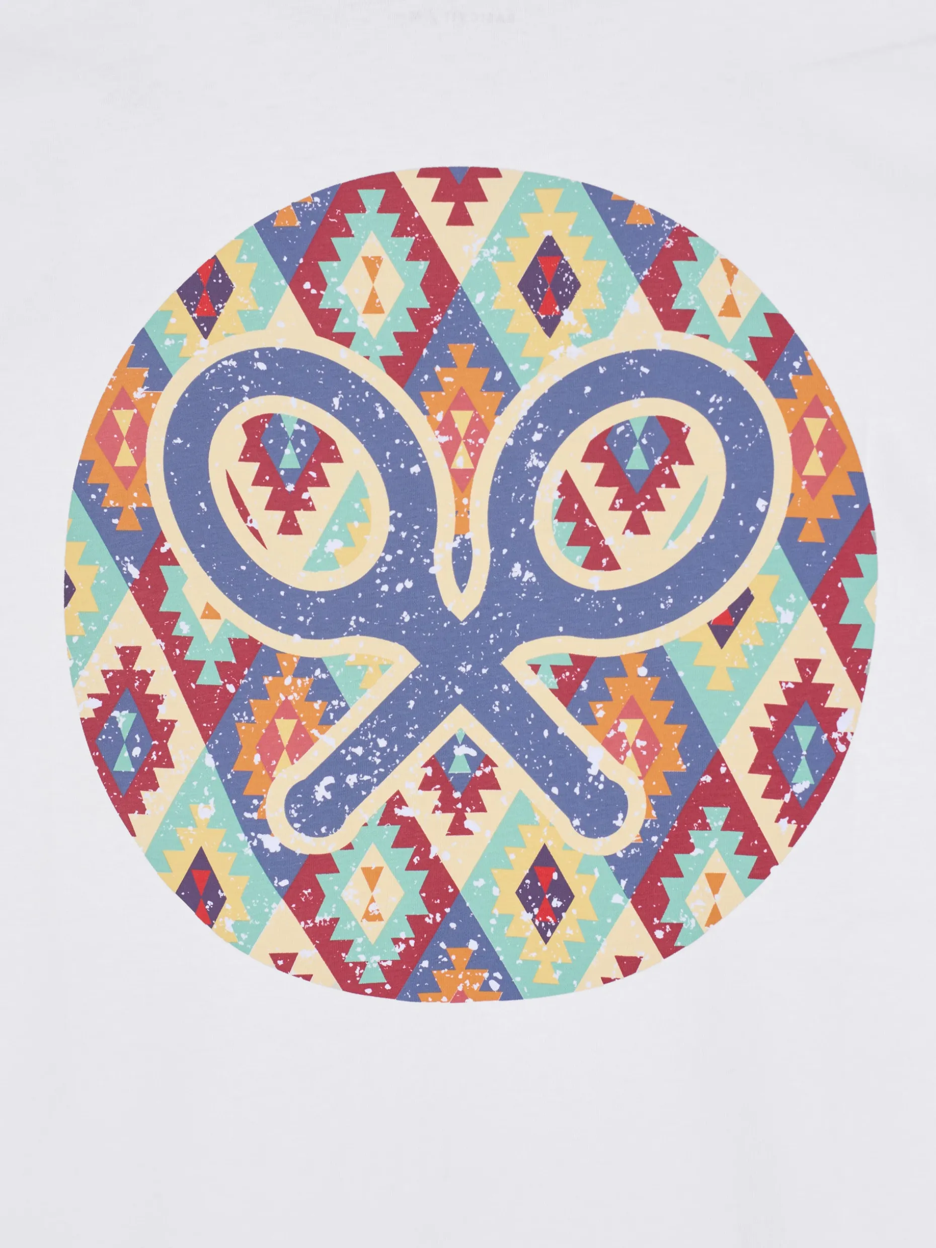 Camiseta circulo etnico multicolor blanca
