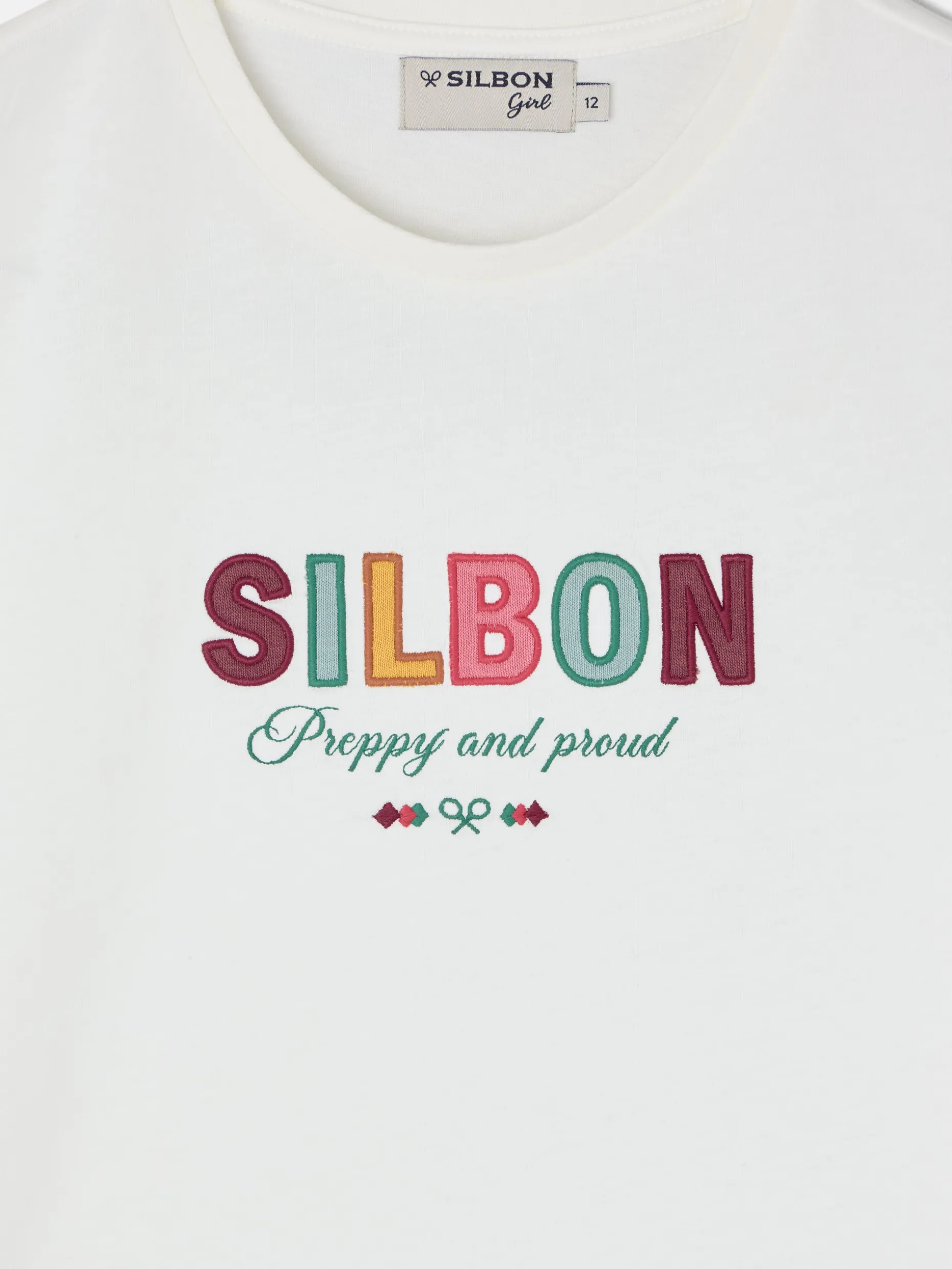 Camiseta girl letras silbon blanca