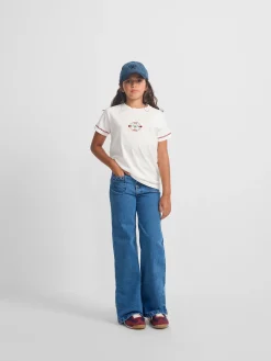 Camiseta girl raqueta etnica multicolor blanca
