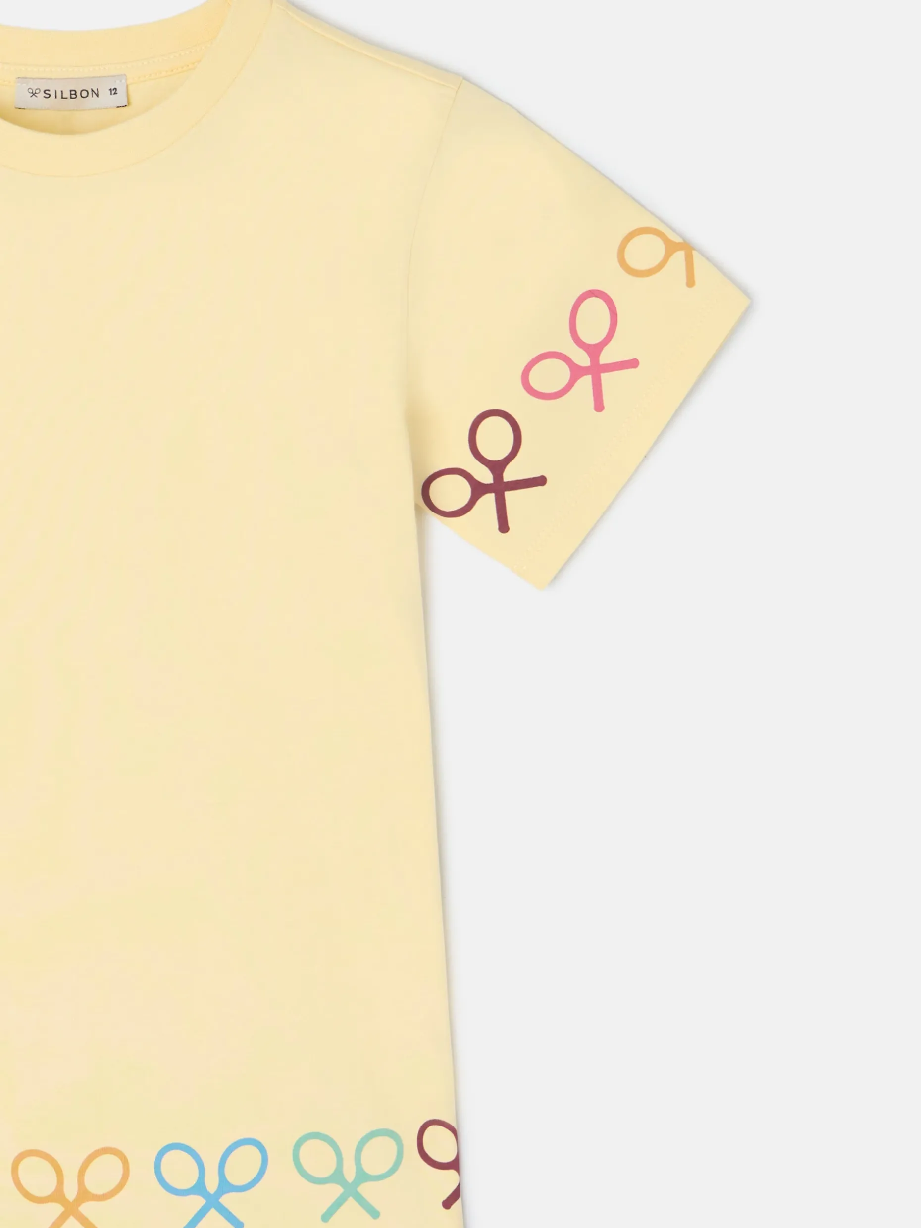 Camiseta girl raquetas multicolor amarilla