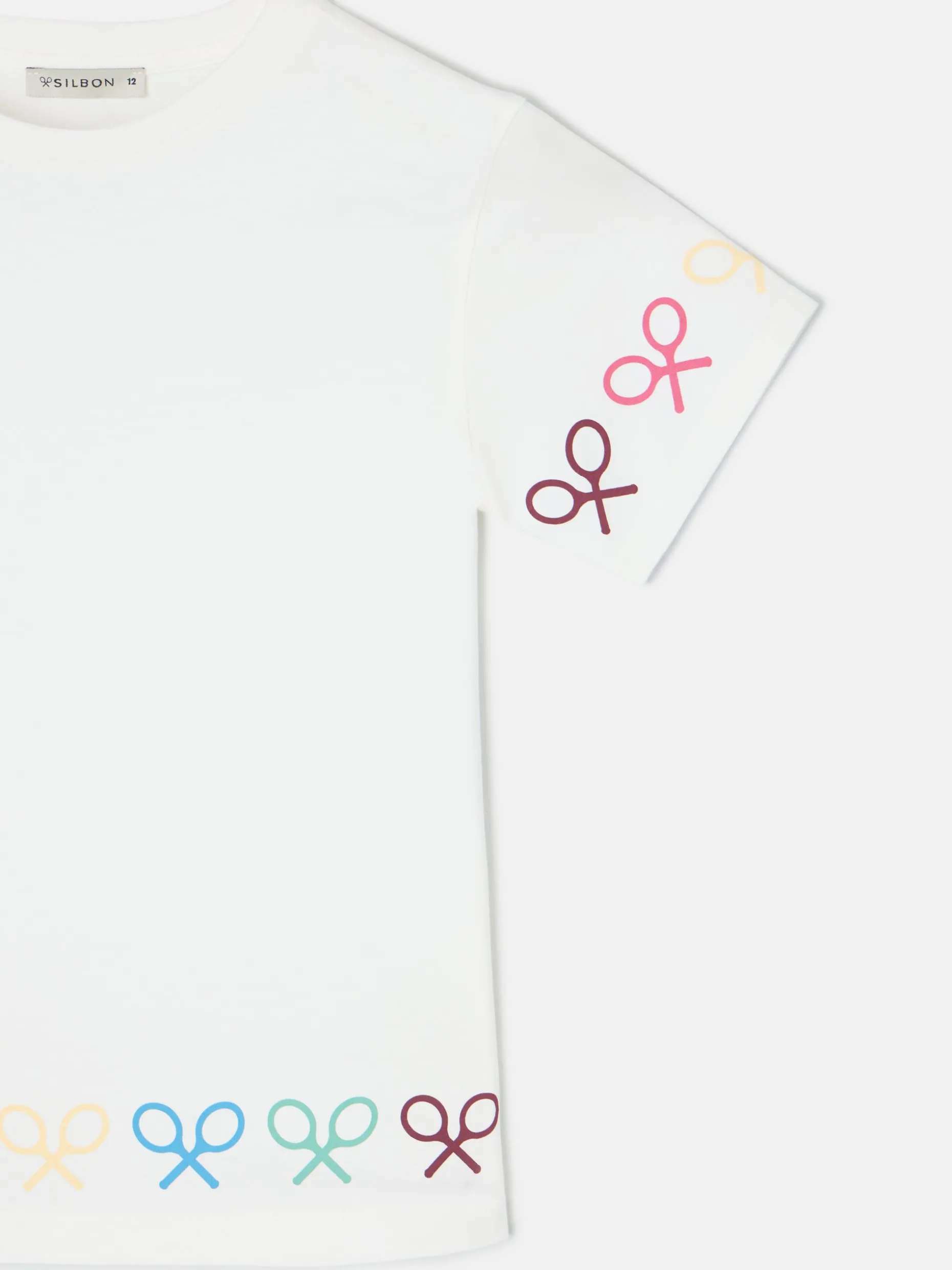 Camiseta girl raquetas multicolor blanca