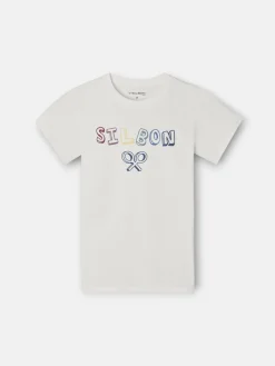 Camiseta kids letras multicolor blanca