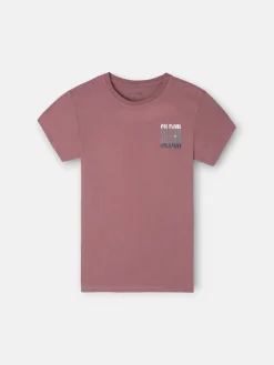 Camiseta kids letras tricolor burdeos