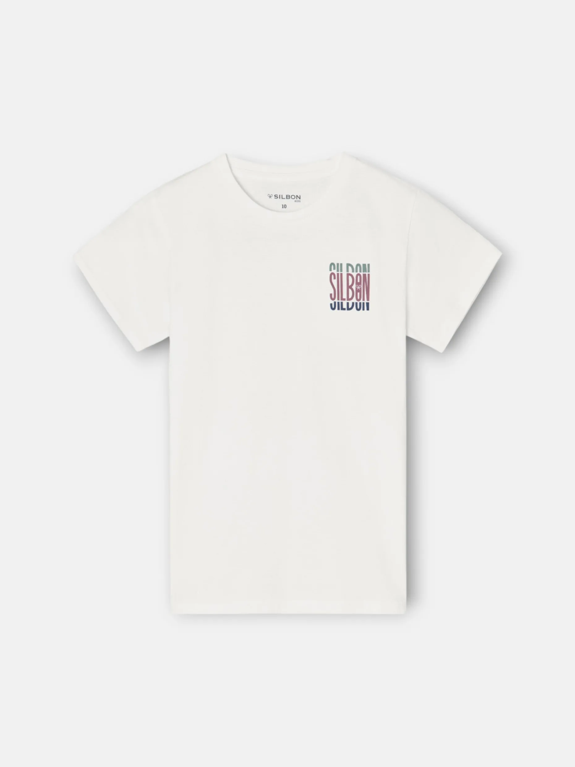 Camiseta kids letras tricolor blanca