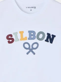 Camiseta kids raqueta media multicolor blanca