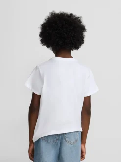 Camiseta kids raqueta media multicolor blanca