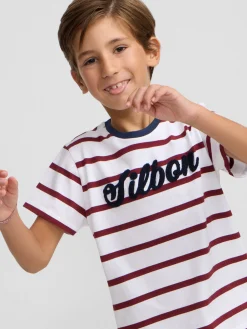 Camiseta kids rayas burdeos