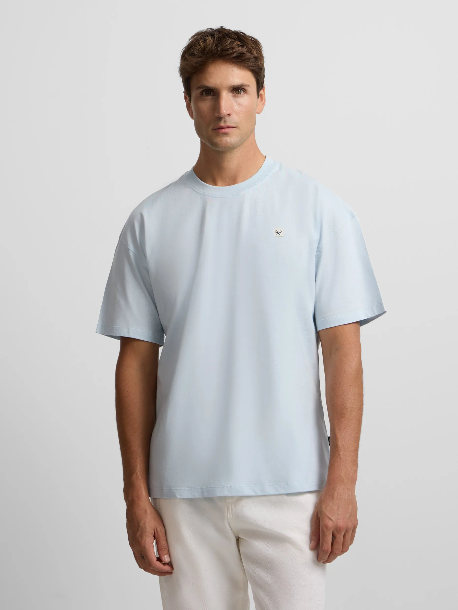 Camiseta lisa miniparche azul claro