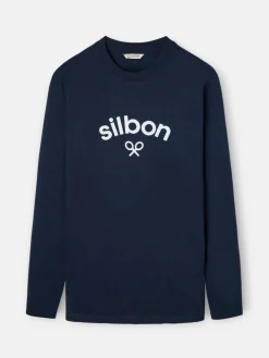 Camiseta manga larga logo medio azul marino