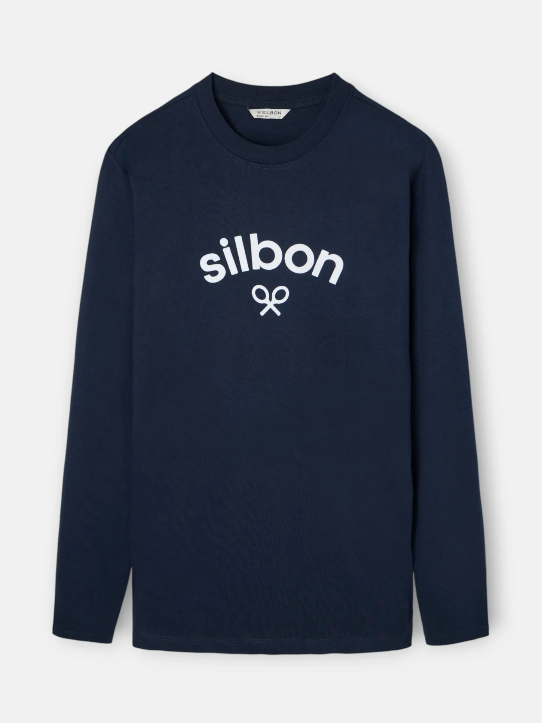 Camiseta manga larga logo medio azul marino