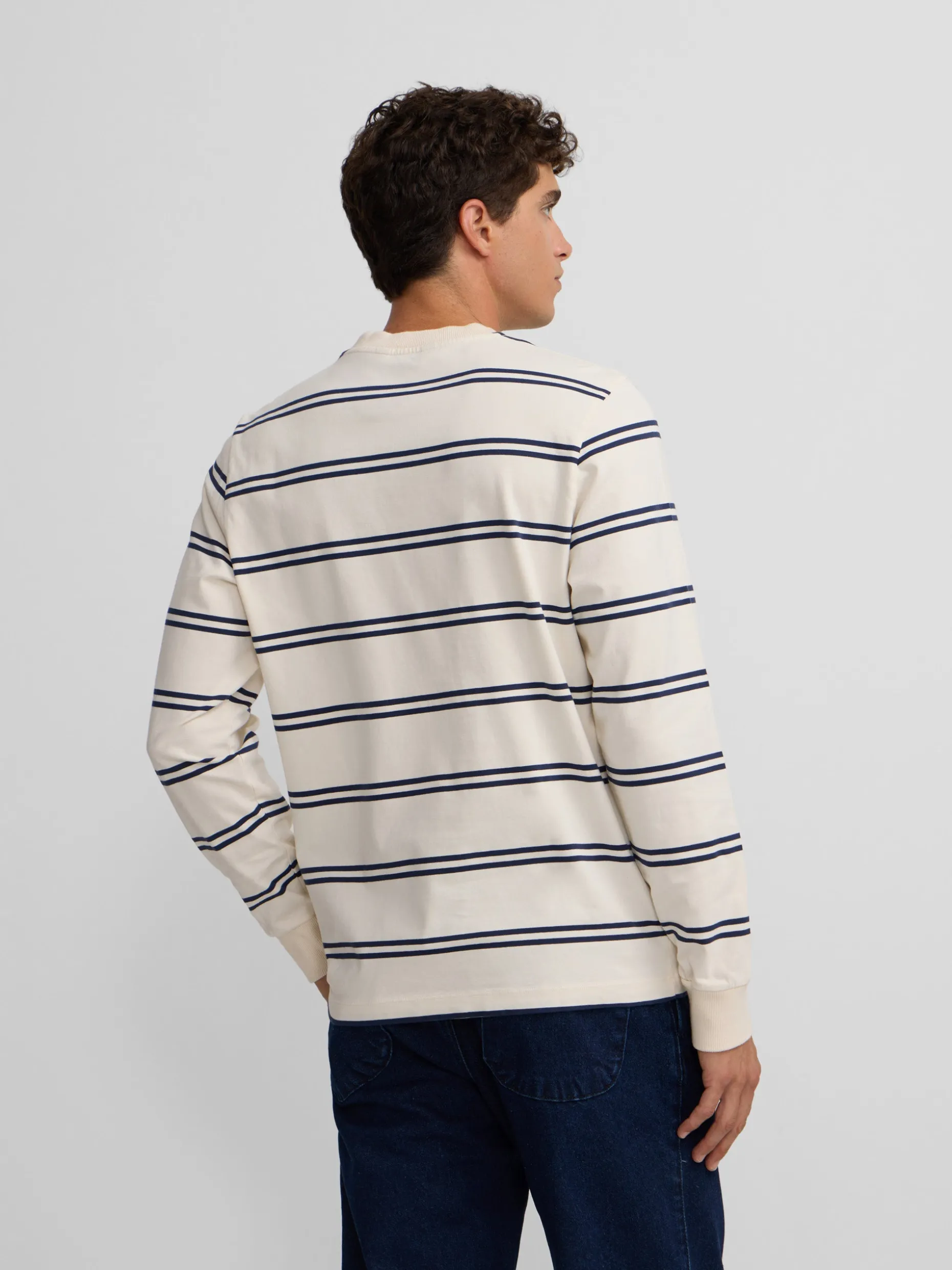 Camiseta manga larga rayas azul marino