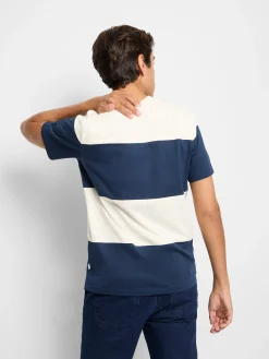 Camiseta raya ancha azul marino crema